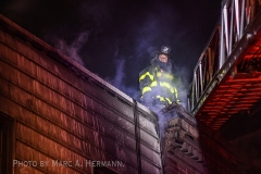 A two-alarm fire broke out at 37 Garnet St., Brooklyn, around 12:30 a.m. on Thu., May 6, 2021. Fire spread throughout the two-story dwelling and extended to the building next door. The fire took over an hour to bring under control, and its cause was under investigation.