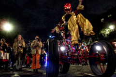 The 2021 New York Halloween Parade took off again this year after one year off due to COVID. This spooktakular event started in the West Village on Spring St and followed down 6th Ave where performers, floats and a diverse set of costumes marched down for spectators.
Hundreds gathered together again to enjoy this iconic event. (C) Bianca Otero. October 31, 2021. NYC