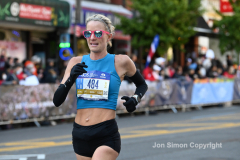 The running of the 50th Anniversary of the New York City Marathon 11/7/21. Thirty thousand runners took to the streets of the 5 boroughs, down from the fifty thousand pre covid. The joy on the faces reflects the end of a long year of covid restrictions.  Copyright Jon Simon .