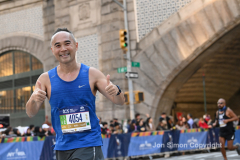 The running of the 50th Anniversary of the New York City Marathon 11/7/21. Thirty thousand runners took to the streets of the 5 boroughs, down from the fifty thousand pre covid. The joy on the faces reflects the end of a long year of covid restrictions.  Copyright Jon Simon .