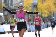 The running of the 50th Anniversary of the New York City Marathon 11/7/21. Thirty thousand runners took to the streets of the 5 boroughs, down from the fifty thousand pre covid. The joy on the faces reflects the end of a long year of covid restrictions.  Copyright Jon Simon .