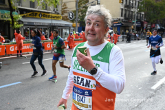 The running of the 50th Anniversary of the New York City Marathon 11/7/21. Thirty thousand runners took to the streets of the 5 boroughs, down from the fifty thousand pre covid. The joy on the faces reflects the end of a long year of covid restrictions.  Copyright Jon Simon .