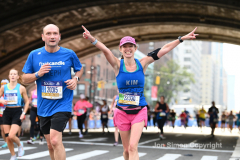 The running of the 50th Anniversary of the New York City Marathon 11/7/21. Thirty thousand runners took to the streets of the 5 boroughs, down from the fifty thousand pre covid. The joy on the faces reflects the end of a long year of covid restrictions.  Copyright Jon Simon .