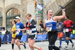 The running of the 50th Anniversary of the New York City Marathon 11/7/21. Thirty thousand runners took to the streets of the 5 boroughs, down from the fifty thousand pre covid. The joy on the faces reflects the end of a long year of covid restrictions.  Copyright Jon Simon .