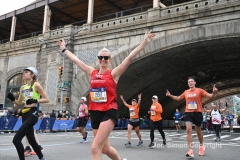 The running of the 50th Anniversary of the New York City Marathon 11/7/21. Thirty thousand runners took to the streets of the 5 boroughs, down from the fifty thousand pre covid. The joy on the faces reflects the end of a long year of covid restrictions.  Copyright Jon Simon .