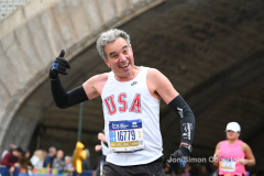 The running of the 50th Anniversary of the New York City Marathon 11/7/21. Thirty thousand runners took to the streets of the 5 boroughs, down from the fifty thousand pre covid. The joy on the faces reflects the end of a long year of covid restrictions.  Copyright Jon Simon .