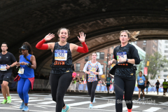 The running of the 50th Anniversary of the New York City Marathon 11/7/21. Thirty thousand runners took to the streets of the 5 boroughs, down from the fifty thousand pre covid. The joy on the faces reflects the end of a long year of covid restrictions.  Copyright Jon Simon .