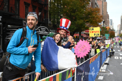 The running of the 50th Anniversary of the New York City Marathon 11/7/21. Thirty thousand runners took to the streets of the 5 boroughs, down from the fifty thousand pre covid. The joy on the faces reflects the end of a long year of covid restrictions.  Copyright Jon Simon .