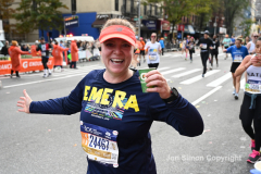 The running of the 50th Anniversary of the New York City Marathon 11/7/21. Thirty thousand runners took to the streets of the 5 boroughs, down from the fifty thousand pre covid. The joy on the faces reflects the end of a long year of covid restrictions.  Copyright Jon Simon .