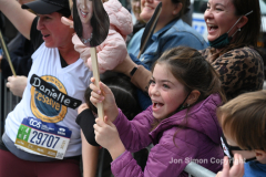 The running of the 50th Anniversary of the New York City Marathon 11/7/21. Thirty thousand runners took to the streets of the 5 boroughs, down from the fifty thousand pre covid. The joy on the faces reflects the end of a long year of covid restrictions.  Copyright Jon Simon .