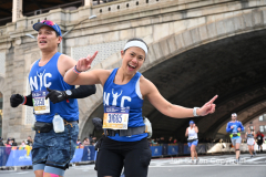 The running of the 50th Anniversary of the New York City Marathon 11/7/21. Thirty thousand runners took to the streets of the 5 boroughs, down from the fifty thousand pre covid. The joy on the faces reflects the end of a long year of covid restrictions.  Copyright Jon Simon .