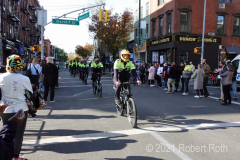 Among other security measures, the NYPD deployed officers on bicycles to ride along the race route.