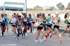 New York,  50th TCS  NYC Marathon. After the 2020 New York City Marathon was canceled due to the COVID-19 pandemic, The NYC returned. The NYC Marathon is  the last of the five World Marathon Majors held in 2021 30,000 runners are expected to participate in the 26.2 mile race.Albert Korir of Kenya won the Men's race and Peres Jepchirchir of Kenya 
won the Woman's raceShe is the first woman to win a marathon race after winning an Olympic gold medal.
Photo:Bruce Cotler©2021