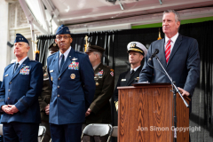 NYC Veterans Day Parade offers up a variety of people, both marchers and spectators 11/11/21.  NYC Mayor De Blasio attends the Veterans Parade.