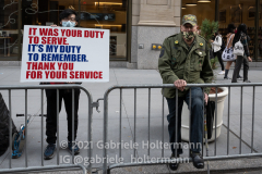 New Yorkers line the street along 5th Avenue for the 102nd Veterans Day Parade in New York, New York, on Nov. 11, 2021. (Photo by Gabriele Holtermann/Sipa USA)