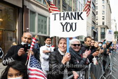 New Yorkers line the street along 5th Avenue for the 102nd Veterans Day Parade in New York, New York, on Nov. 11, 2021. (Photo by Gabriele Holtermann/Sipa USA)