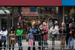 New Yorkers line the street along 5th Avenue for the 102nd Veterans Day Parade in New York, New York, on Nov. 11, 2021. (Photo by Gabriele Holtermann/Sipa USA)