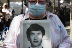 Family members who lost loved ones at the National 9/11 Memorial and Museum during the commemoration the 20th anniversary of the 9/11 attacks on the World Trade Center, in New York, on September 11, 2021