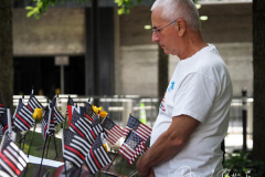 Family members who lost loved ones at the National 9/11 Memorial and Museum during the commemoration the 20th anniversary of the 9/11 attacks on the World Trade Center, in New York, on September 11, 2021