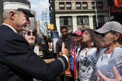 Protestors outside the commemoration ceremony at the National 9/11 Memorial and Museum on September 11, 2021 in New York City. The nation is marking the 20th anniversary of the terror attacks of September 11, 2001, when the terrorist group al-Qaeda flew hijacked airplanes into the World Trade Center, Shanksville, PA and the Pentagon, killing nearly 3,000 people