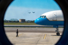Federal and Presidential Staff arrive at JFK just moments before President Joe Biden and First Lady Jill Biden arrive after attending a service at One World Trade Center in NYC to commemorate the 20th anniversary of the tragic event. 
An array of events were scheduled throughout NYC to honor and remember the catastrophe that shook the world in 2001. September 11, 2021 (C)Bianca Otero