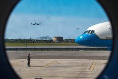 Federal and Presidential Staff arrive at JFK just moments before President Joe Biden and First Lady Jill Biden arrive after attending a service at One World Trade Center in NYC to commemorate the 20th anniversary of the tragic event. 
An array of events were scheduled throughout NYC to honor and remember the catastrophe that shook the world in 2001. September 11, 2021 (C)Bianca Otero