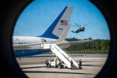 Federal and Presidential Staff arrive at JFK just moments before President Joe Biden and First Lady Jill Biden arrive after attending a service at One World Trade Center in NYC to commemorate the 20th anniversary of the tragic event. 
An array of events were scheduled throughout NYC to honor and remember the catastrophe that shook the world in 2001. September 11, 2021 (C)Bianca Otero