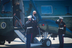 President Joe Biden and First Lady Jill Biden arrive at JFK airport after attending a service at One World Trade Center in NYC to commemorate the 20th anniversary of the tragic event. 
An array of events were scheduled throughout NYC to honor and remember the catastrophe that shook the world in 2001. September 11, 2021 (C)Bianca Otero