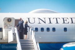 President Joe Biden and First Lady Jill Biden wave good-bye while boarding Air Force One at JFK airport after attending a service at One World Trade Center in NYC to commemorate the 20th anniversary of the tragic event. 
An array of events were scheduled throughout NYC to honor and remember the catastrophe that shook the world in 2001. September 11, 2021 (C)Bianca Otero