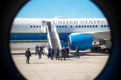 Federal and Presidential Staff await President Joe Biden and First Lady Jill Biden before their arrival at JFK airport, after attending a service at One World Trade Center in NYC to commemorate the 20th anniversary of the tragic event. 
An array of events were scheduled throughout NYC to honor and remember the catastrophe that shook the world in 2001. September 11, 2021 (C)Bianca Otero