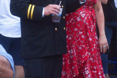 A dressed up couple were amongst the many attendees at the after ceremony party for Firemen and Police officers in downtown Manhattan. 
Events and celebrations were planned all around NYC to commemorate the 20 years since the tragic day of 9/11 that befell NYC. (C) Bianca Otero