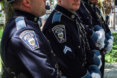 A line of Ohio Police Officers at a service at One World Trade Center in NYC to commemorate the 20th anniversary of the tragic event. 
An array of events and memorials were scheduled throughout NYC to honor and remember the catastrophe that shook the world in 2001. September 11, 2021 (C)Bianca Otero