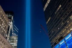 9/11 20th Anniversary - Blue Lights Tribute Representing The Twin Towers, WTC, NYC