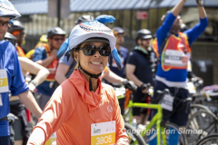 The annual NYC Five Boro Bike Tour exits the FDR Drive and passes through the Upper East Side of Manhattan as it heads to Queens 5/1/22.   Always held on the first Sunday of May, the 40 mile tour has over 30,000 participants. Copyright Jon Simon