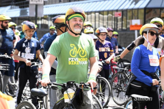 The annual NYC Five Boro Bike Tour exits the FDR Drive and passes through the Upper East Side of Manhattan as it heads to Queens 5/1/22.   Always held on the first Sunday of May, the 40 mile tour has over 30,000 participants. Copyright Jon Simon