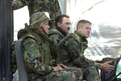September 13, 2001--World Trade Center—Members of the National Guard get some rest while stationed in Lower Manhattan at Ground Zero on Thursday September 13, 2001. (©2001 Kevin P. Coughlin/Independent Photojournalist)