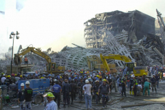 September 13, 2001--World Trade Center--Shown is a scene in Lower Manhattan/ Ground Zero of the since destroyed World Trade Center after terrorist attacks two days earlier on Tuesday September 11, 2001. (©2001 Kevin P. Coughlin/Independent Photojournalist)