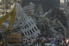 September 13, 2001--World Trade Center--Shown is a scene in Lower Manhattan/ Ground Zero of the since destroyed World Trade Center after terrorist attacks two days earlier on Tuesday September 11, 2001. (©2001 Kevin P. Coughlin/Independent Photojournalist)
