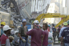 September 13, 2001--World Trade Center--Shown is a scene in Lower Manhattan/ Ground Zero of the since destroyed World Trade Center after terrorist attacks two days earlier on Tuesday September 11, 2001. (©2001 Kevin P. Coughlin/Independent Photojournalist)
