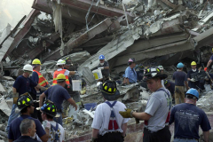 September 13, 2001--World Trade Center--Shown is a scene in Lower Manhattan/ Ground Zero of the since destroyed World Trade Center after terrorist attacks two days earlier on Tuesday September 11, 2001. (©2001 Kevin P. Coughlin/Independent Photojournalist)