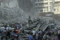 September 13, 2001--World Trade Center--Shown is a scene in Lower Manhattan/ Ground Zero of the since destroyed World Trade Center after terrorist attacks two days earlier on Tuesday September 11, 2001. (©2001 Kevin P. Coughlin/Independent Photojournalist)