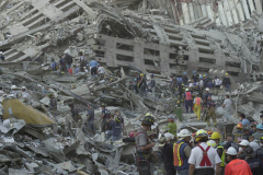 September 13, 2001--World Trade Center--Rescue workers search for survivors in Lower Manhattan at Ground Zero of the destroyed World Trade Center after terrorist attacks two days earlier on Tuesday September 11, 2001. (©2001 Kevin P. Coughlin/Independent Photojournalist)