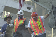 September 13, 2001--World Trade Center--Shown is a scene in Lower Manhattan/ Ground Zero of the since destroyed World Trade Center after terrorist attacks two days earlier on Tuesday September 11, 2001. (©2001 Kevin P. Coughlin/Independent Photojournalist)