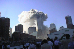 September 11, 2001

photos taken from my helmet cam on my way to the scene. i got as far as the Stuyvesant Bridge next to the High School before i got hurt and needed help

Photo By David Torres