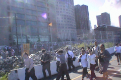 September 11, 2001

photos taken from my helmet cam on my way to the scene. i got as far as the Stuyvesant Bridge next to the High School before i got hurt and needed help

Photo By David Torres
