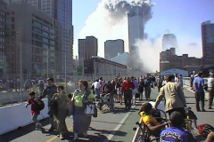September 11, 2001

photos taken from my helmet cam on my way to the scene. i got as far as the Stuyvesant Bridge next to the High School before i got hurt and needed help

Photo By David Torres
