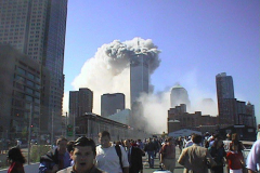September 11, 2001

photos taken from my helmet cam on my way to the scene. i got as far as the Stuyvesant Bridge next to the High School before i got hurt and needed help

Photo By David Torres