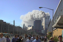 September 11, 2001

photos taken from my helmet cam on my way to the scene. i got as far as the Stuyvesant Bridge next to the High School before i got hurt and needed help

Photo By David Torres