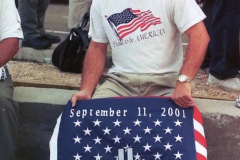 New York, Ground Zero 9/11/2001 
Aftermath of the attack on the World Trade Center. Workers searching the pile for survivors, Damaged Fire Trucks and Police vehicles