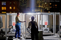 Tribute in Lights being set up on roof of Battery Parking Garage